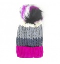 GORRO DE LANA RAYADO CON INTERIOR PLUSH Y POMPON MULTICOLOR