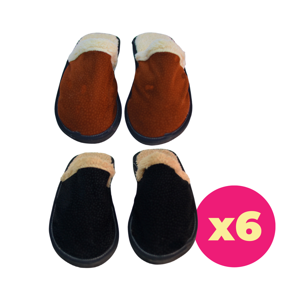 CURVA PANTUFLAS X6 DE HOMBRE SIMIL CARPINCHO CON CORDERITO TALLE 39 AL 44