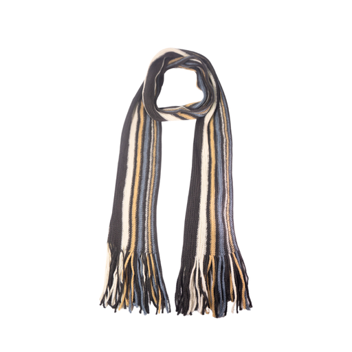 BUFANDA DE LANA RAYADA CON FLECOS 25CM X 190 #25