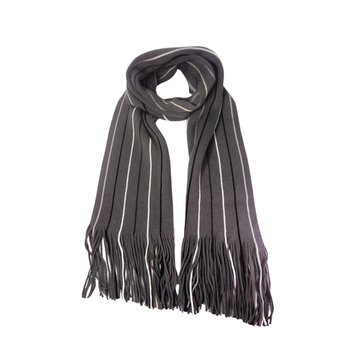 BUFANDA DE LANA RAYADA CON FLECOS 25CM X 190 #30