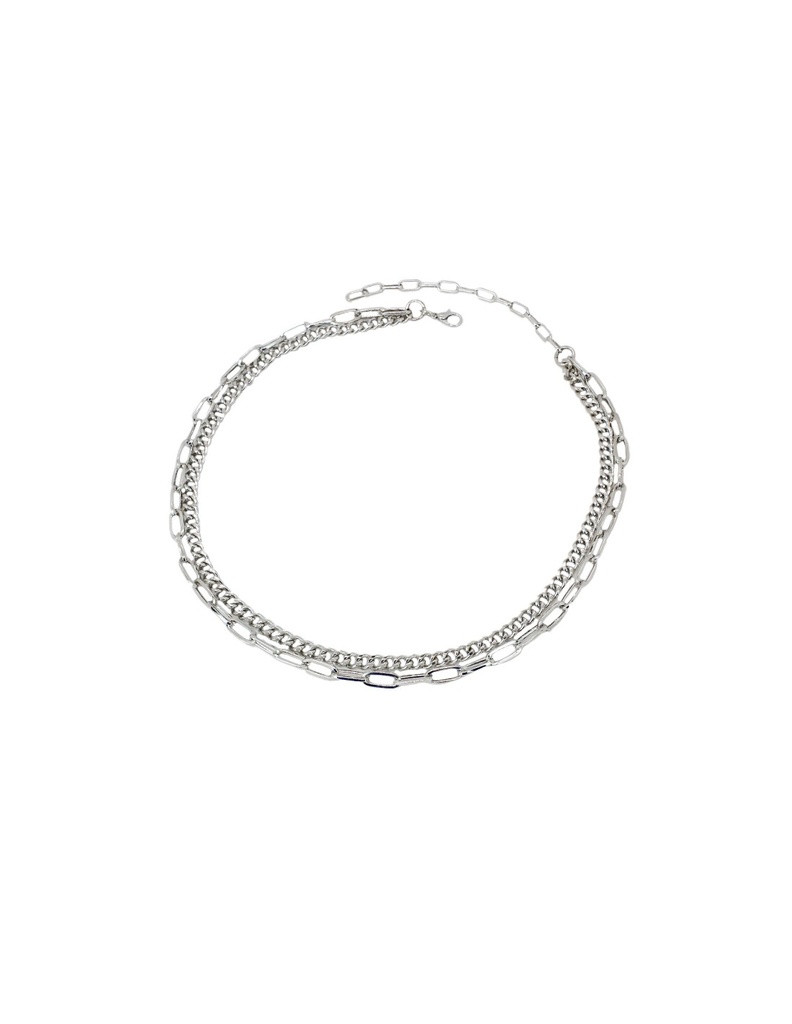 CHOKER PLATEADO DOBLE CADENA