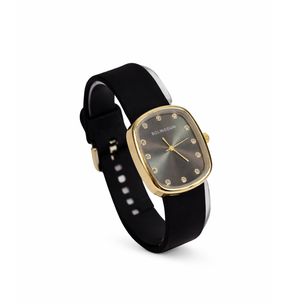 RELOJ RECTANGULAR STRASS CORREA SILICONA