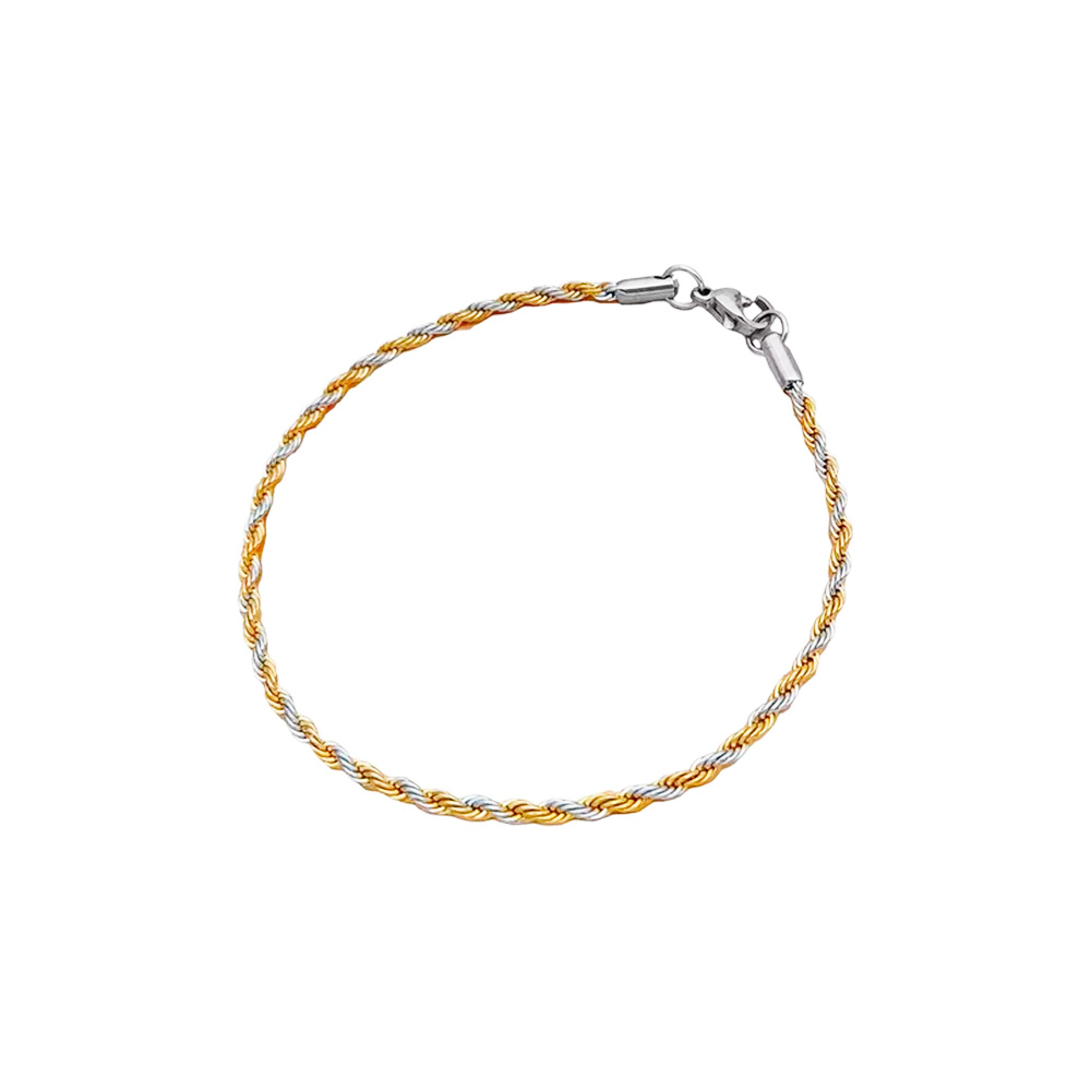 PULSERA ACERO TRENZADO DORADO Y PLATEADO