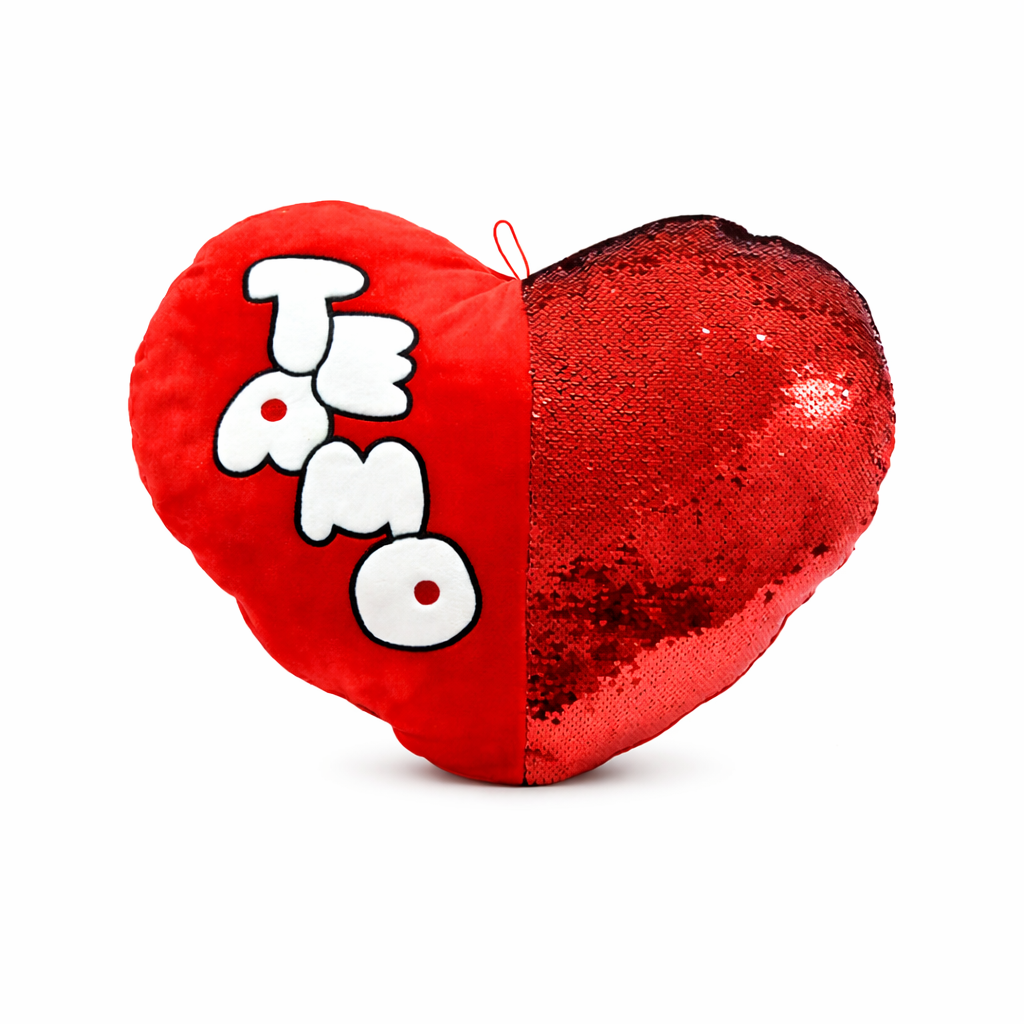 PELUCHE CORAZON CON LENTEJUELAS TE AMO