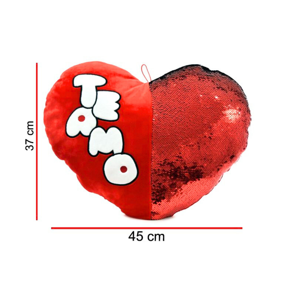 PELUCHE CORAZON LENTEJUELAS TE AMO 45CM
