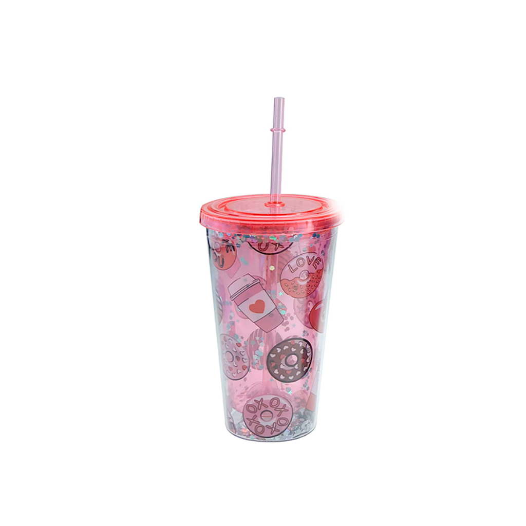 VASO CON LENTEJUELAS ESTAMPADO