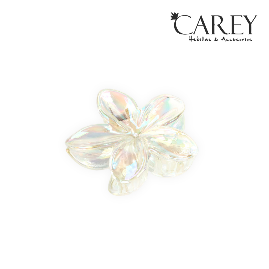 BROCHE FLOR IRISADA TRANSPARENTE