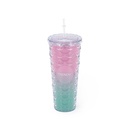 VASO DEGRADE CON TAPA Y SORBETE