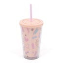 VASO CORAZONES CON TAPA Y SORBETE