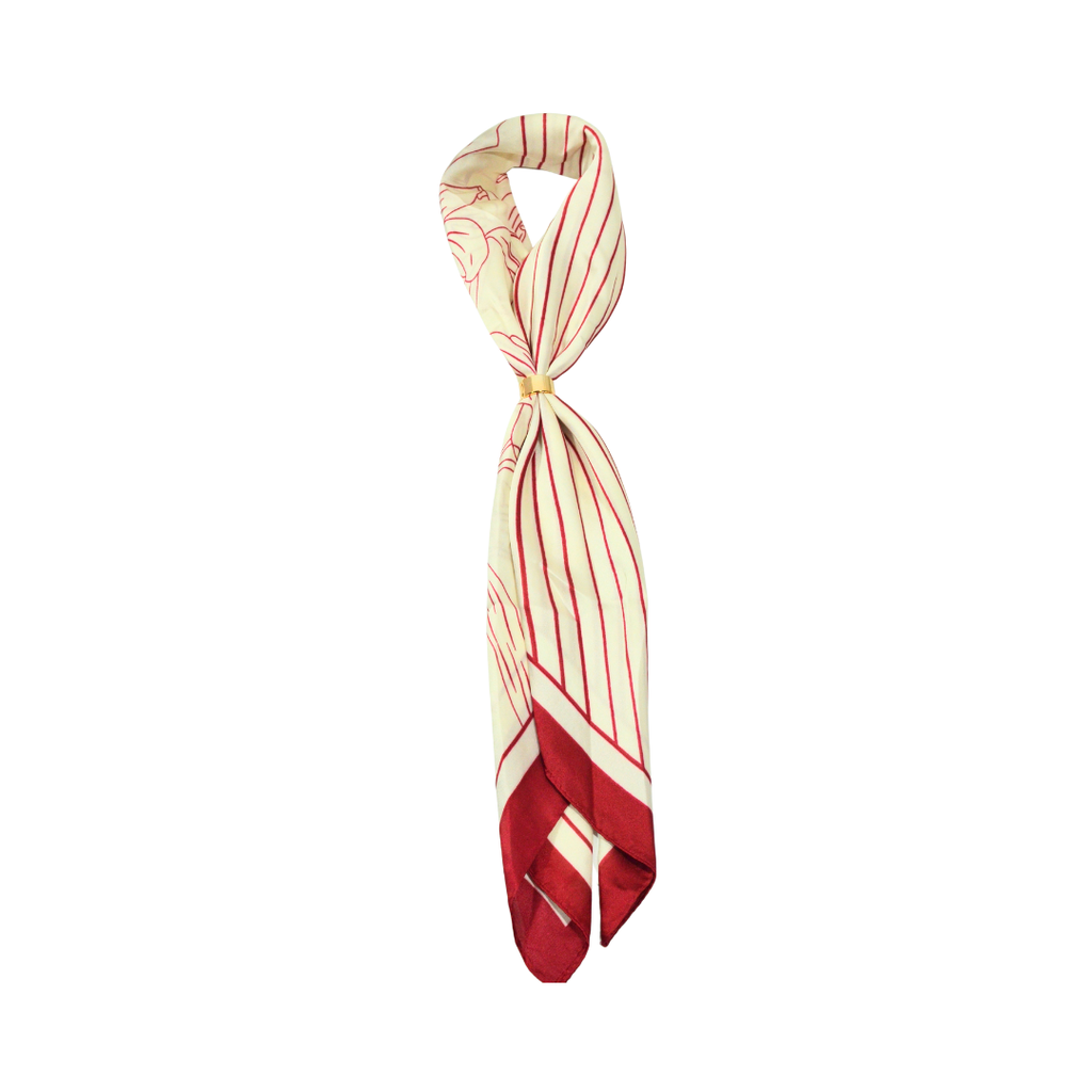 PAÑUELO DE SEDA ESTAMPA CUADRADO CON ANILLO