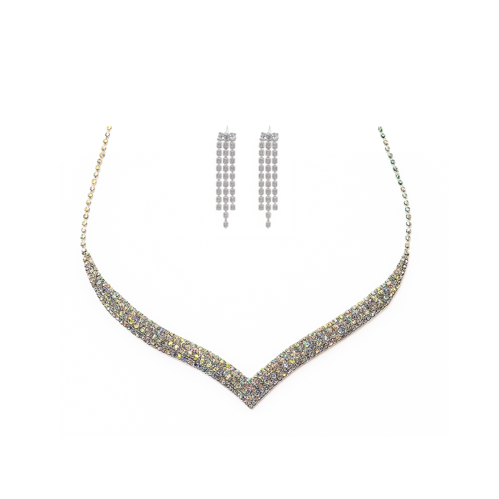 SET STRASS COLLAR EN V + AROS