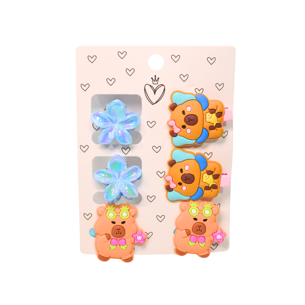 SET PELO BROCHE + COLERO Y PINZAS CAPIBARA