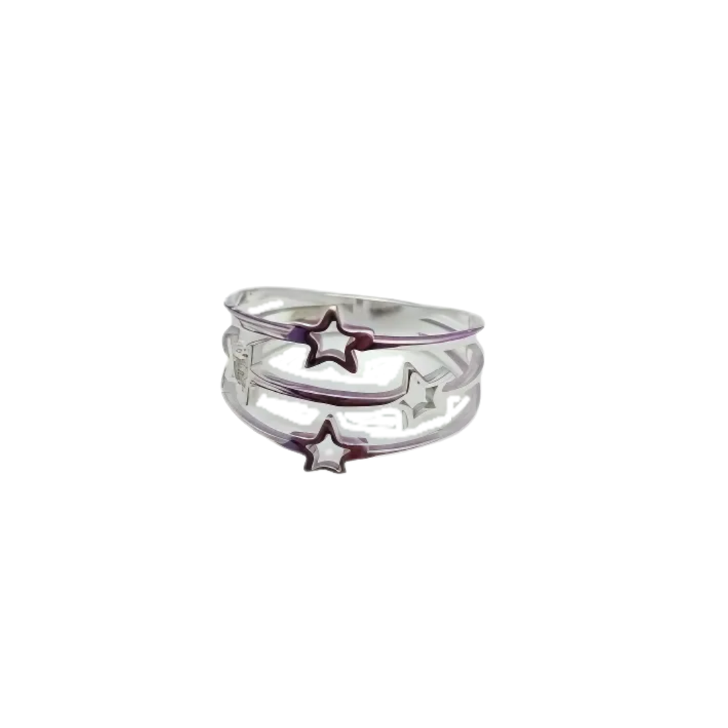 ANILLO ACERO BLANCO ESTRELLAS