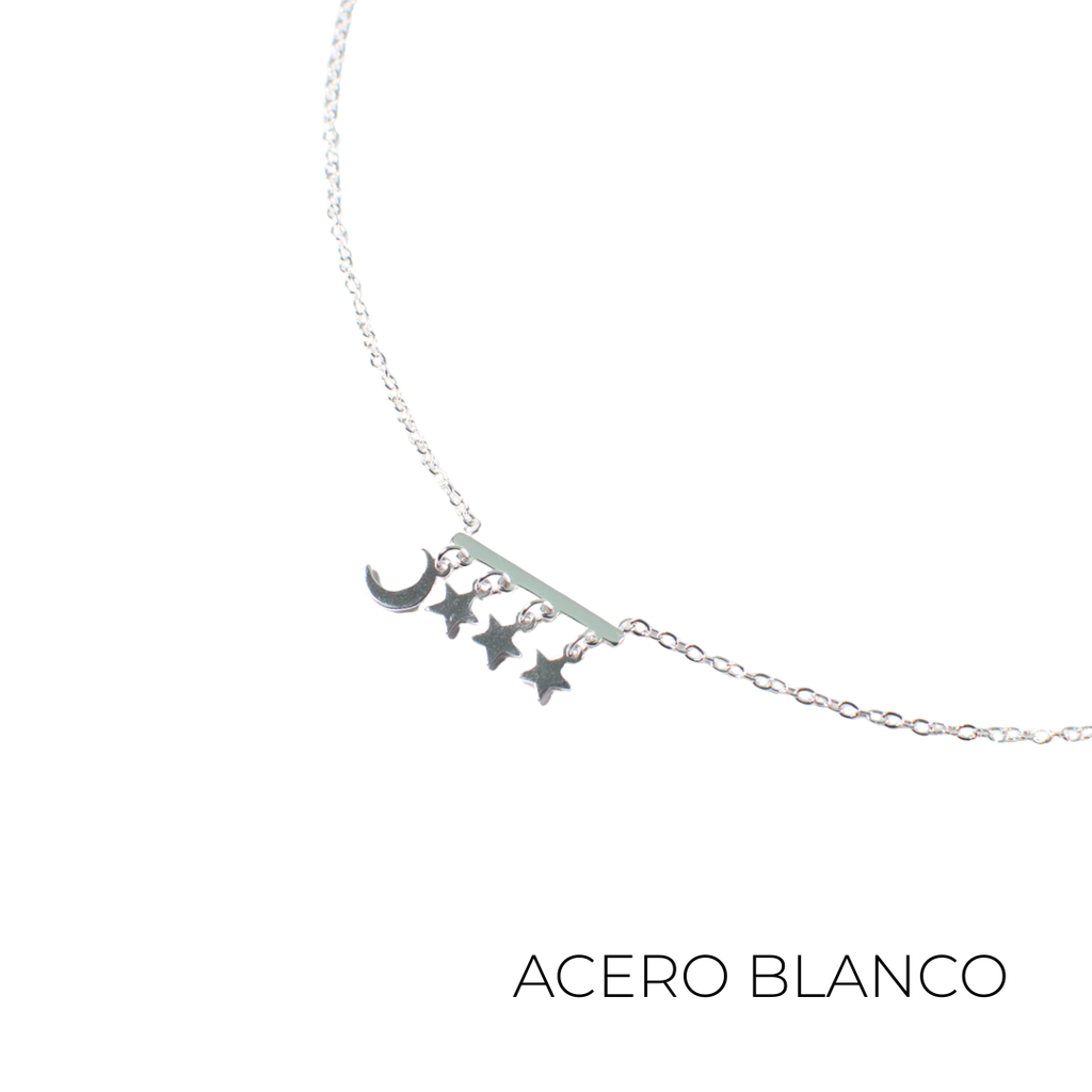 COLLAR ACERO DIJE LUNA Y ESTRELLA
