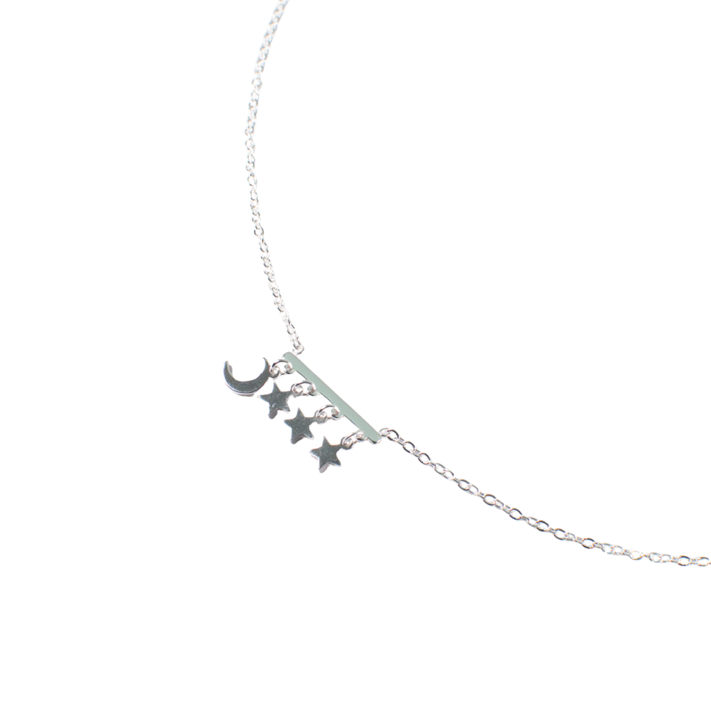 COLLAR ACERO DIJE LUNA Y ESTRELLA