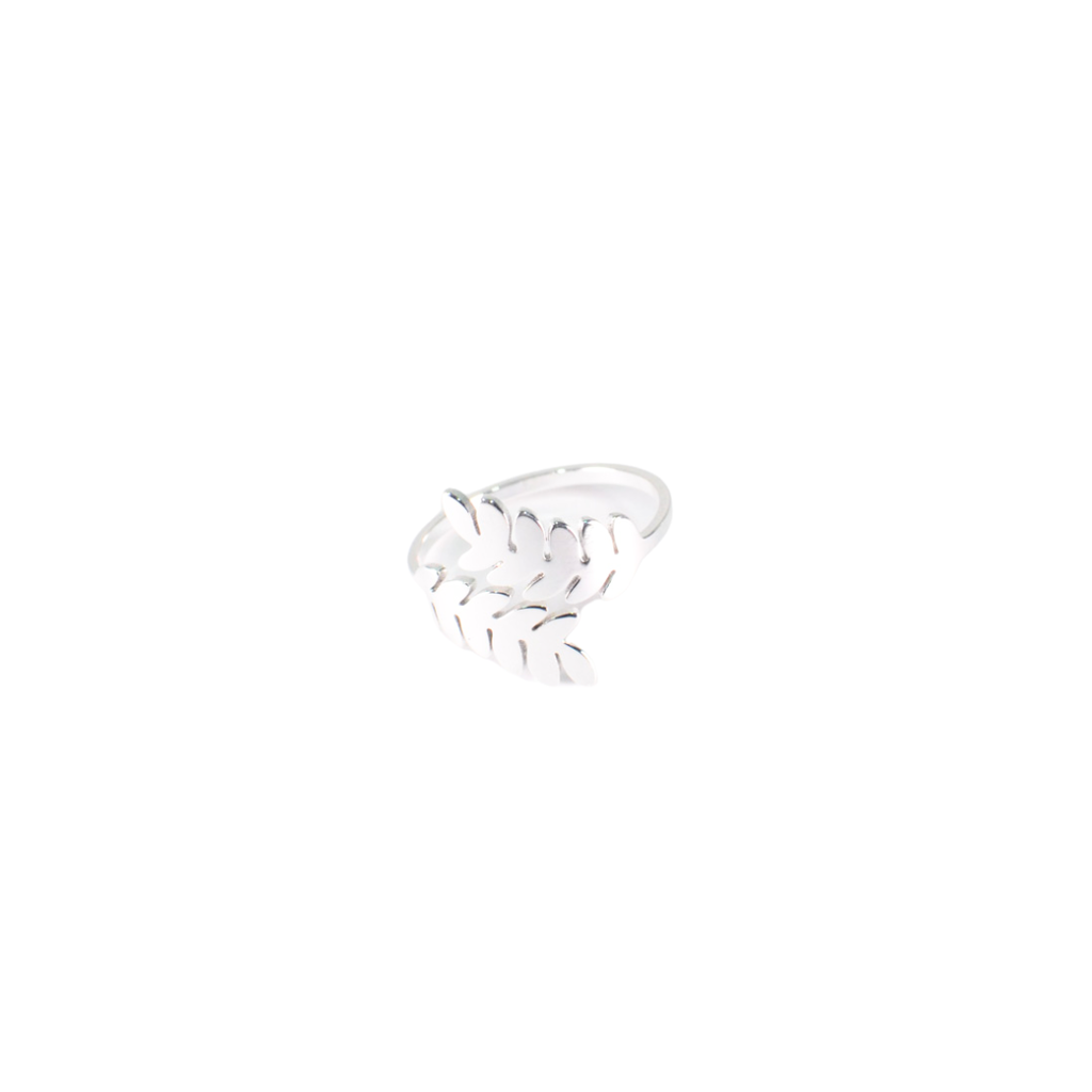 ANILLO ACERO BLANCO MIL HOJAS