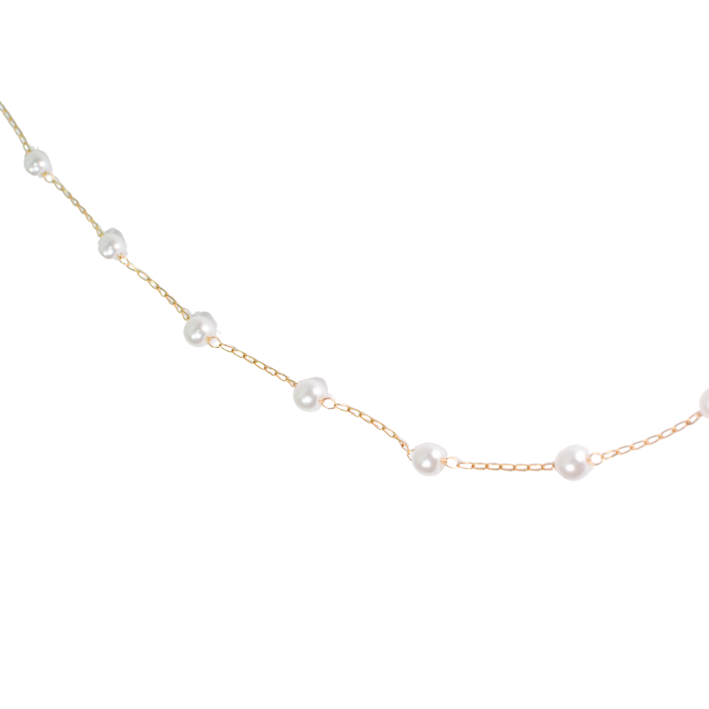 COLLAR ACERO DORADO CON PERLAS