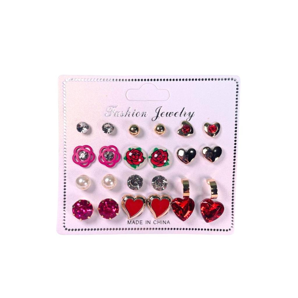SET DE AROS X12 BLISTER CORAZON Y ROSA