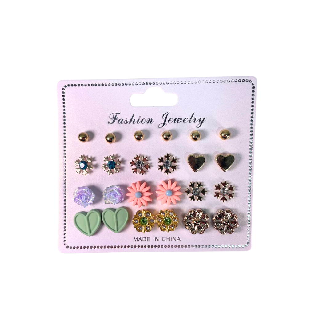 SET DE AROS X12 BLISTER CORAZON Y FLOR