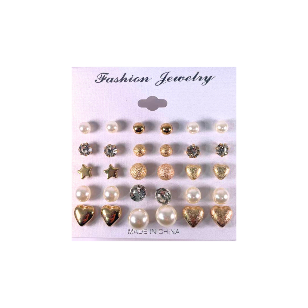 SET DE AROS X15 BLISTER CORAZON Y PERLAS