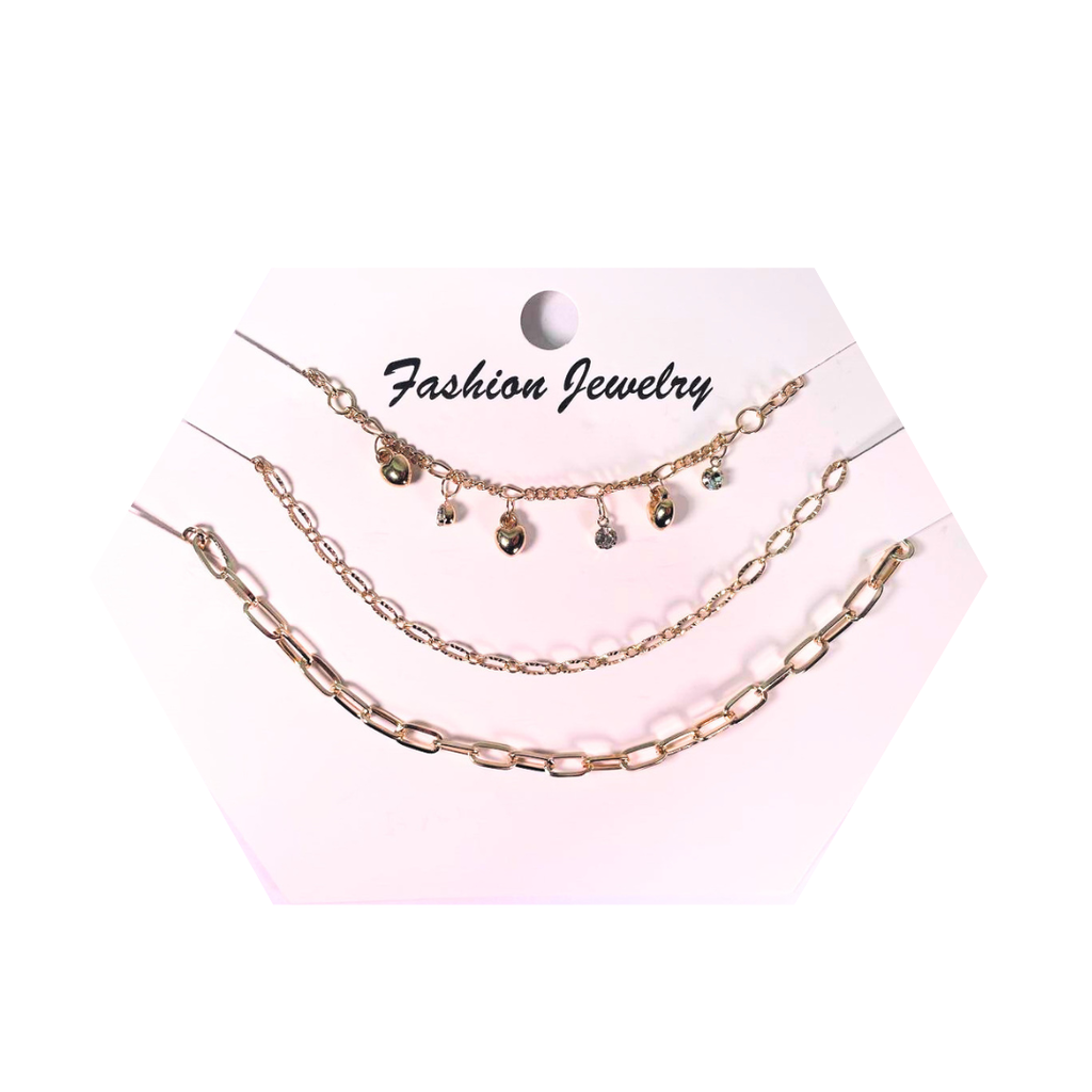 SET DE COLLAR X3 DORADO CON DIJES Y CADENAS