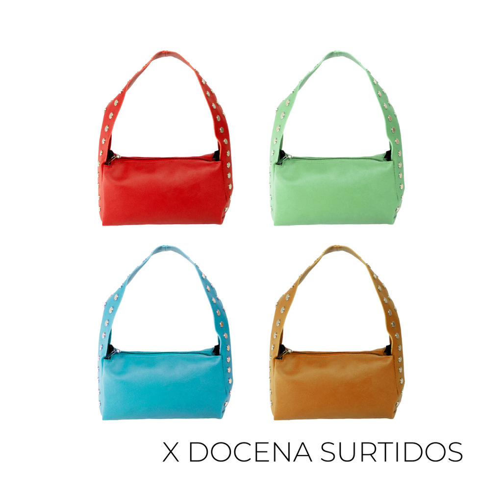 MINI BAG CON TACHAS ECO CUERO X12