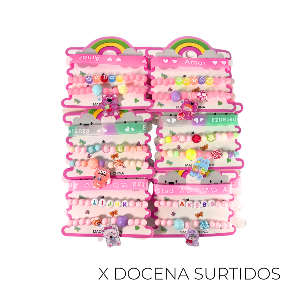 SET DE PULSERA INFANTIL CON DIJE X12