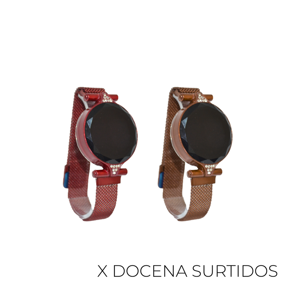 RELOJ ESPEJADO MALLA METALICA X12