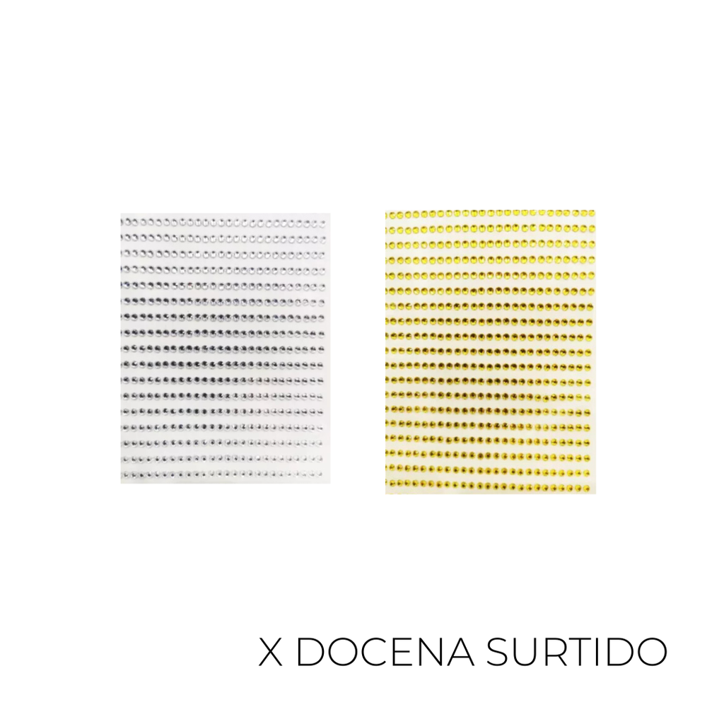 STRASS PARA EL ROSTRO DORADO Y PLATEADO X12