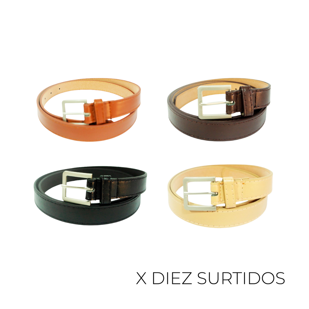 CINTO LISO HEBILLA CUADRADA X10