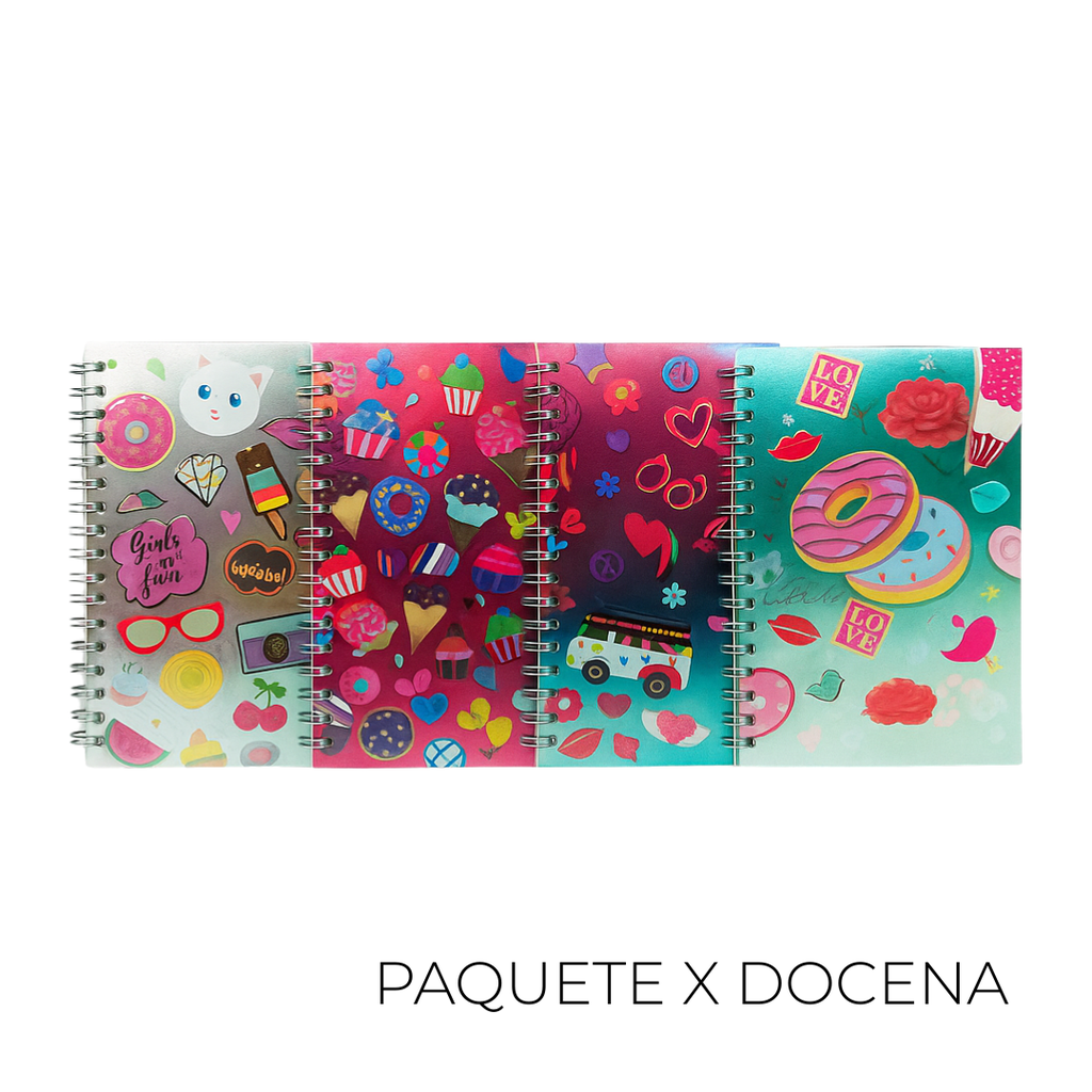 CUADERNO HOLOGRAFICO TAPA ESTAMPADA X12