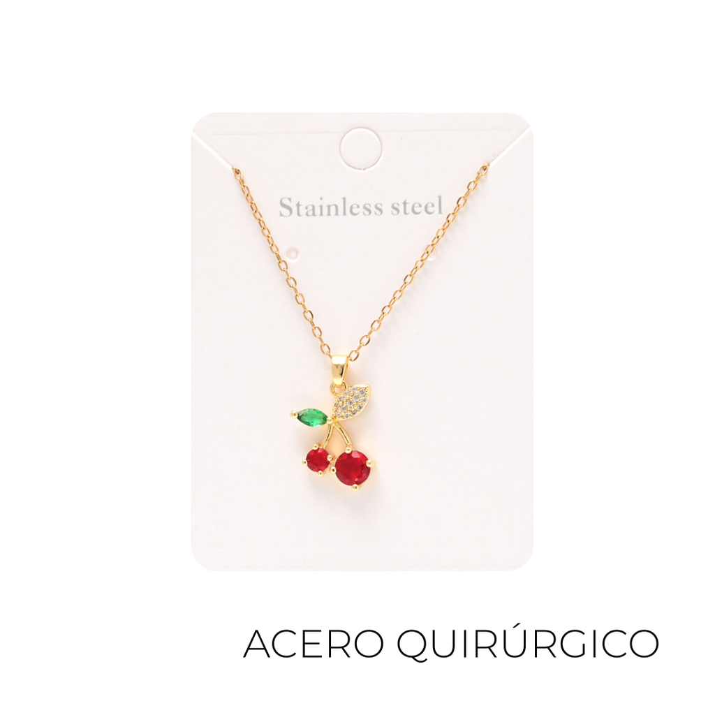 CADENA CON DIJE CHERRY ACERO QUIRURGICO