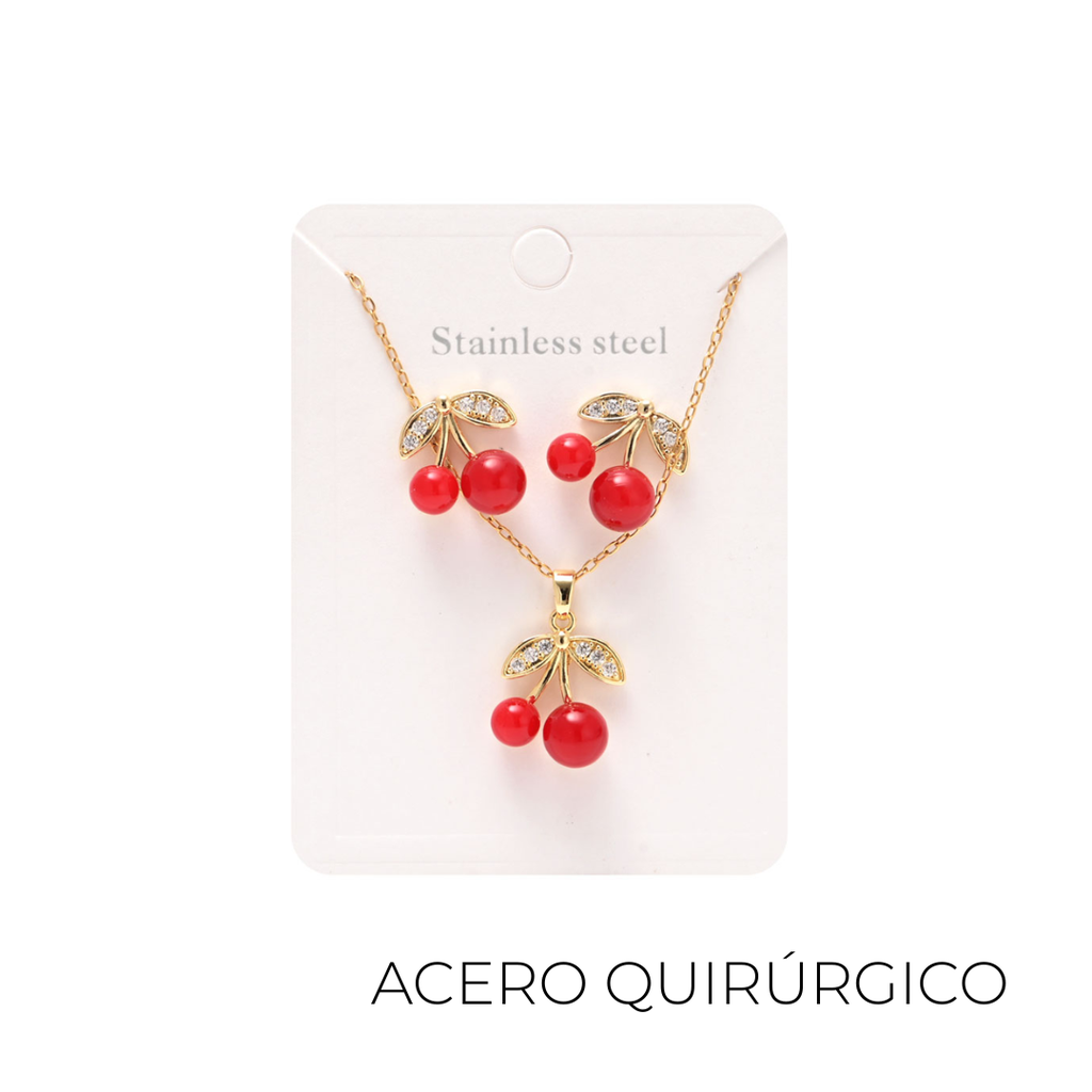 SET COLLAR + AROS CHERRY ACERO QUIRURGICO