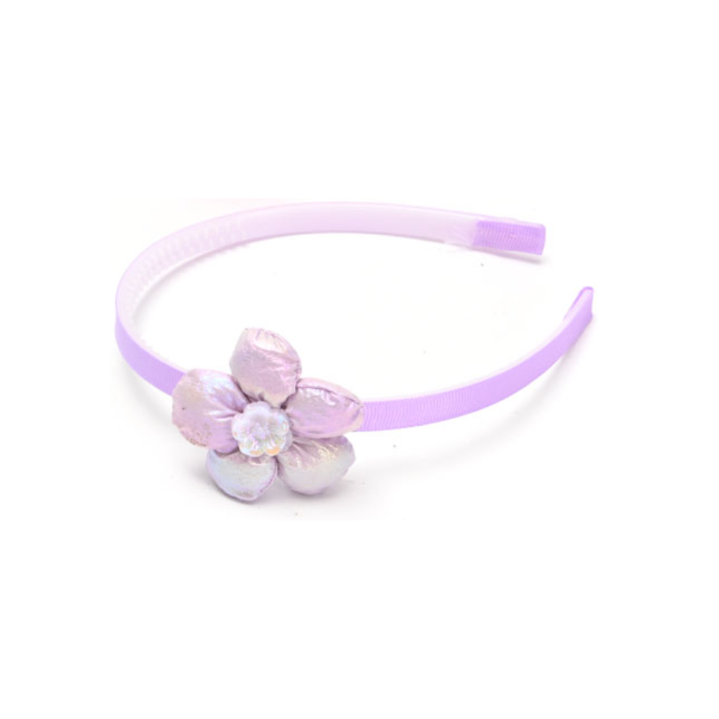 VINCHA CON APLIQUE DE FLOR COLOR LISO