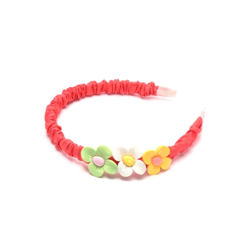 VINCHA CON APLIQUE DE FLORES PASTEL