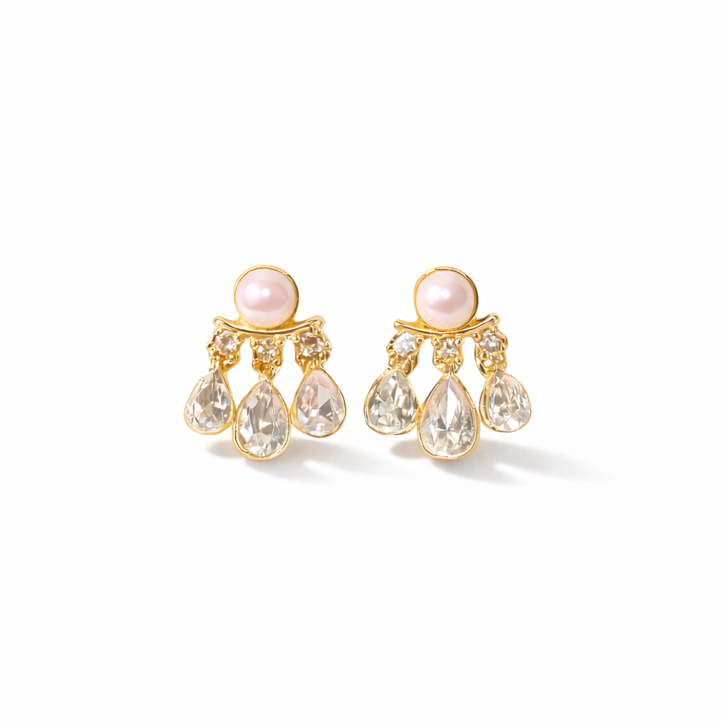 AROS COLGANTE CON GEMAS Y PERLAS