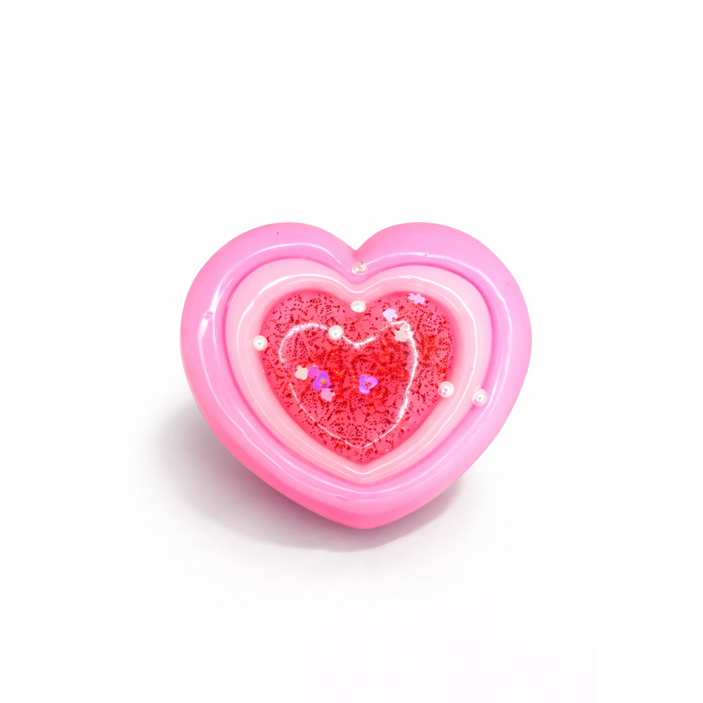 SQUISHY CORAZON CON GLITTER BICOLOR