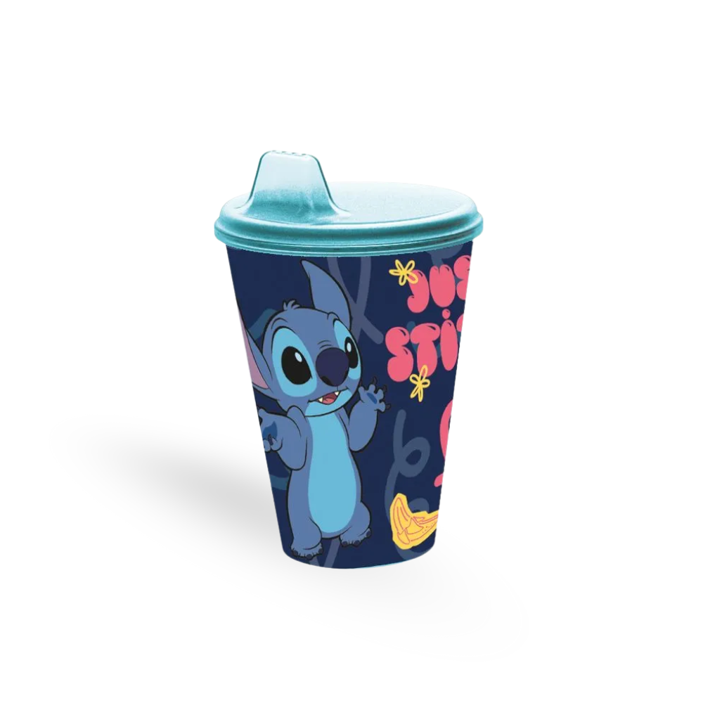 VASO CON TAPA BEBEDOR LILO Y STITCH