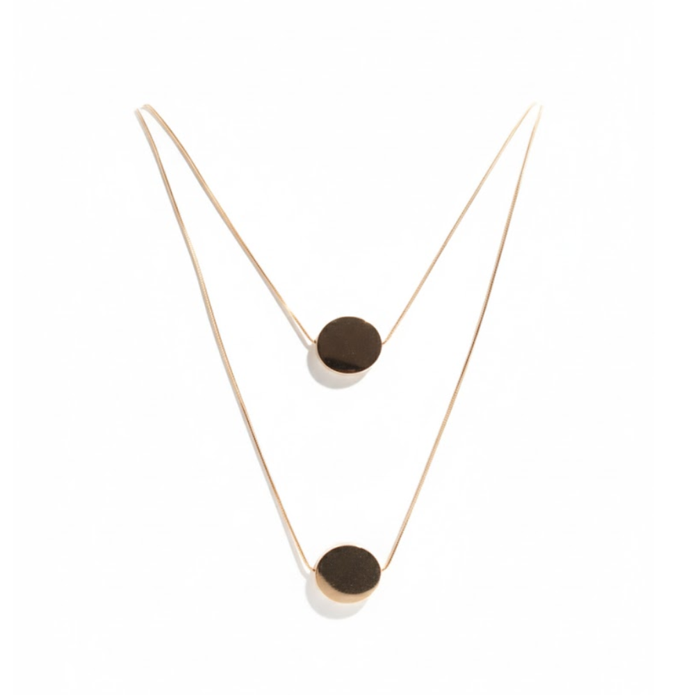 COLLAR CADENA DOBLE DIJE REDONDO