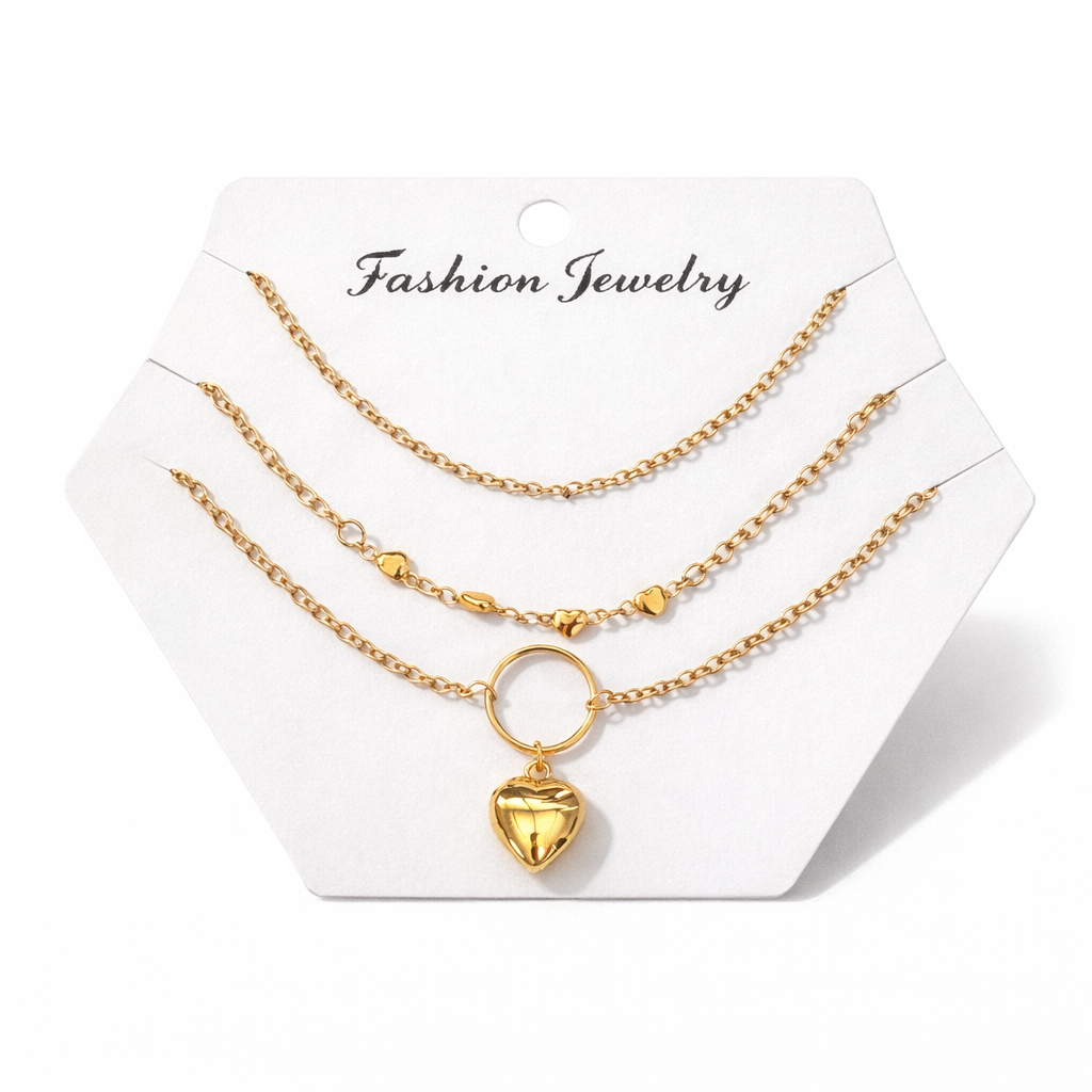 SET COLLAR X 3 CADENA CORAZON