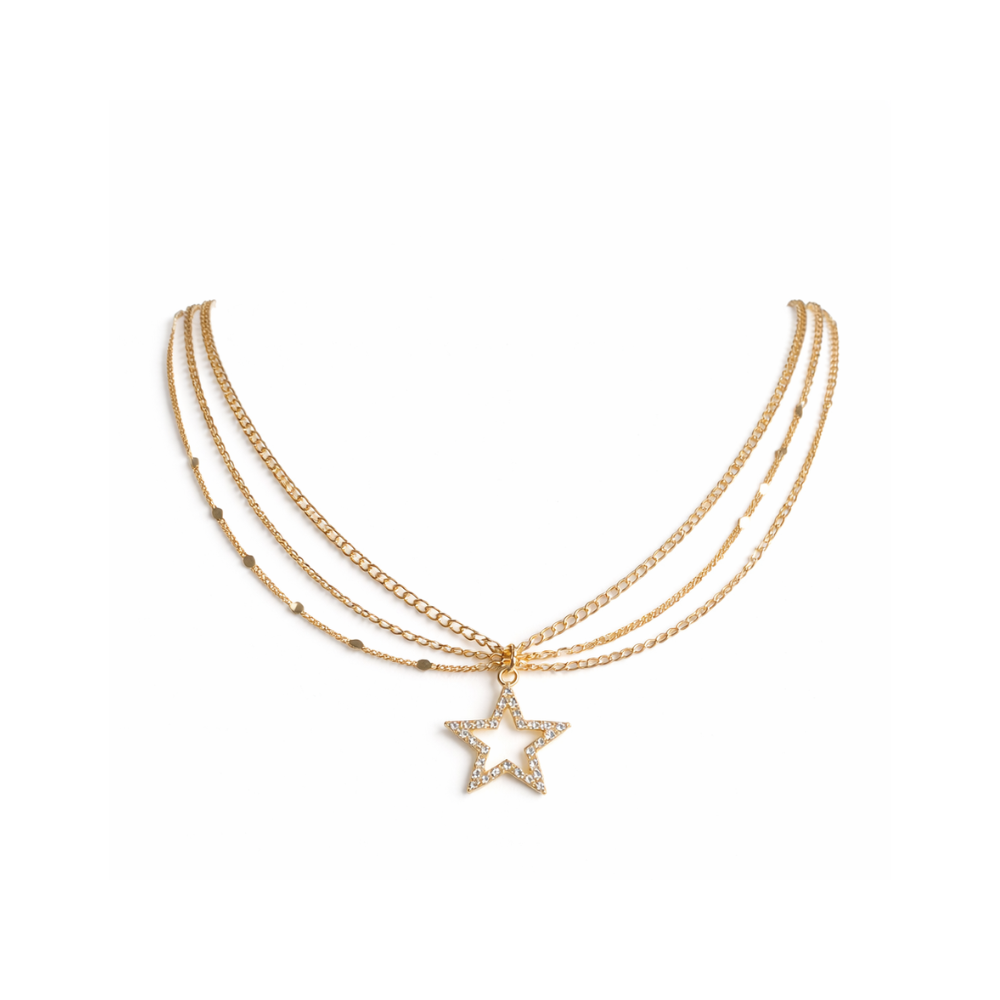 COLLAR TRIPLE CADENA CON DIJE