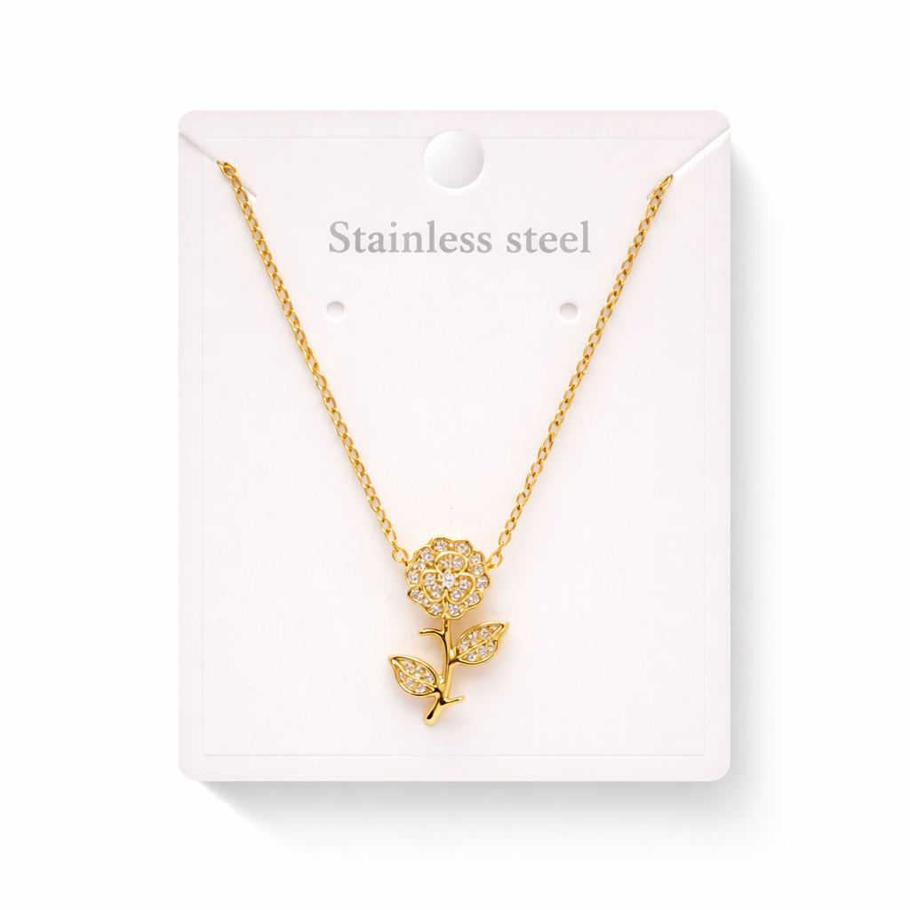 CADENA DIJE FLOR ACERO QUIRURGICO