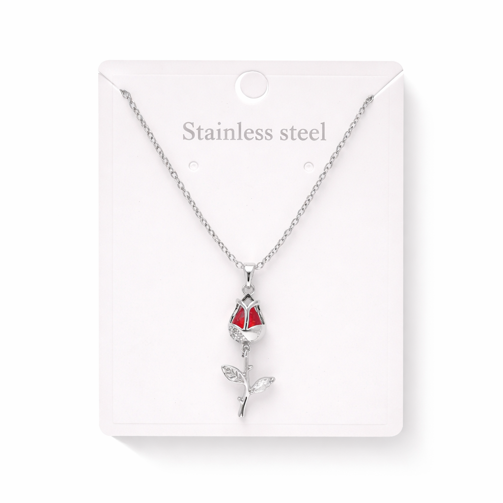 CADENA DIJE FLOR ACERO QUIRURGICO