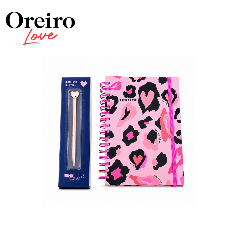 SET CUADERNO A5 + BIROME OREIRO LOVE