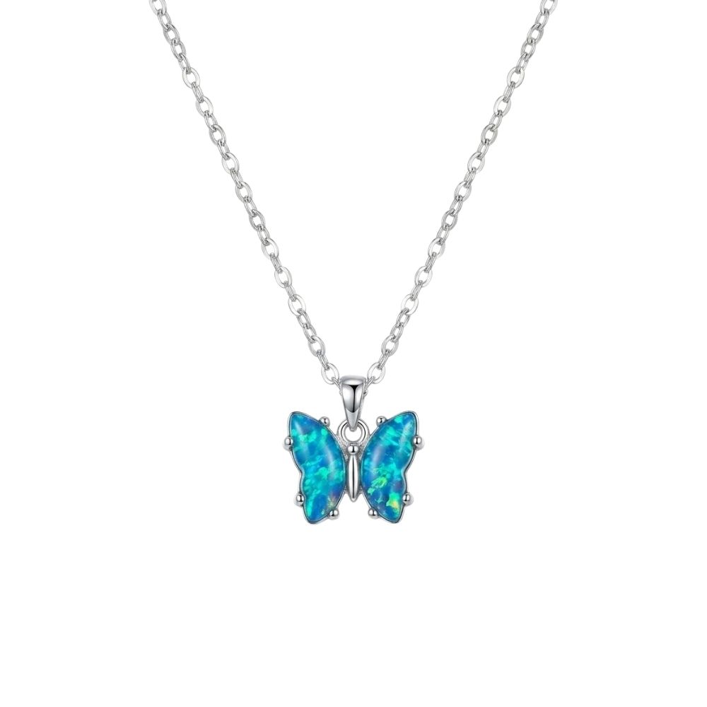 COLLAR ACERO BLANCO CON DIJE MARIPOSA GRANDE
