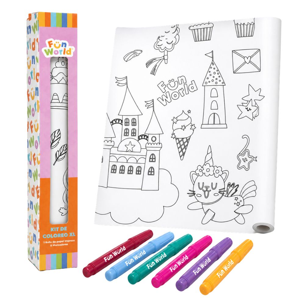 KIT DE COLOREAR XL FUN WORLD