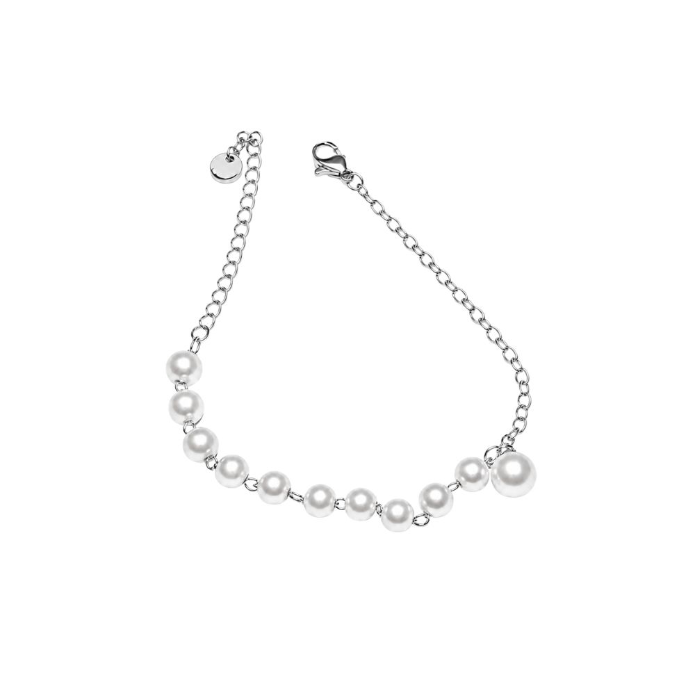 PULSERA DE PERLAS Y CADENA PLATEADA