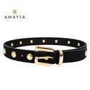 CINTURON AMAYRA CON APLIQUE CIRCULAR DORADO