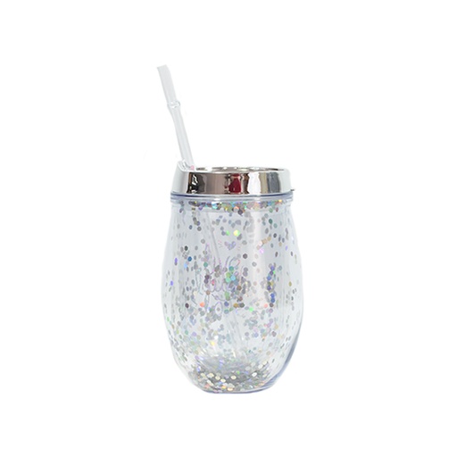 VASO DOBLE CUERPO CON GLITTER Y LENTEJUELONES.