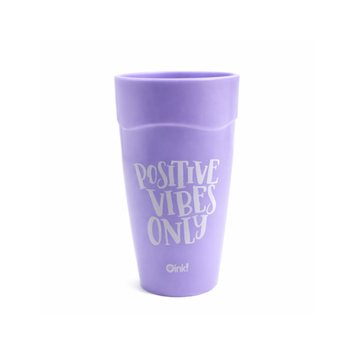 [33864] VASO PLASTICO FRASE POSITIVE VIBES